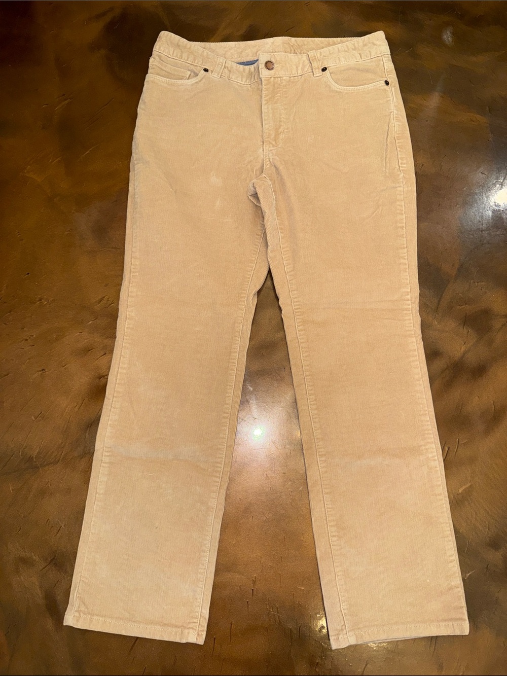 L.L. Bean Women's Favorite Fit Straight Leg Corduroy Pants in Tan Size 8
